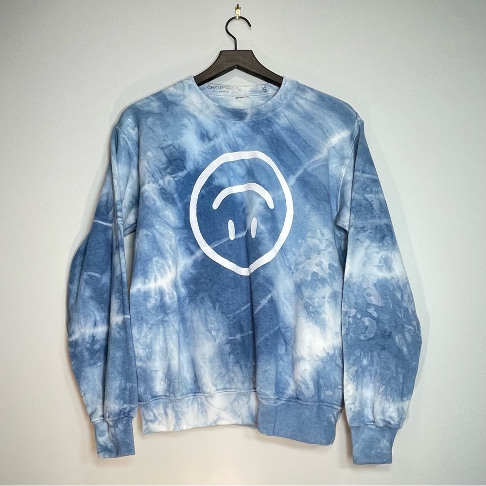 CHAPPARAL STUDIO Upside Down Happy Face Indigo Dyed Size Small (Retails New $80)